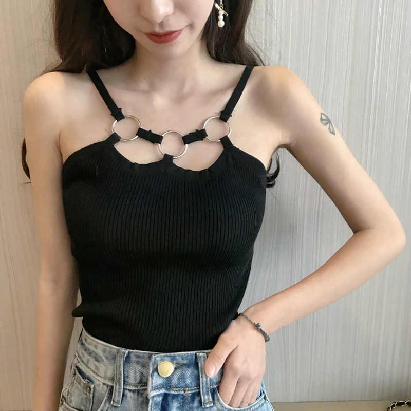 Black Tops For Women Sexy Tank Tops Inner Wear Sling Retro Fashion Vest For Girls