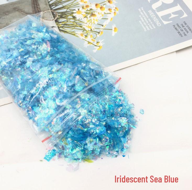 DIY Irregular Nail Shell Paper Fragments – 10g Bag for Slime, Epoxy Resin, Crafting.