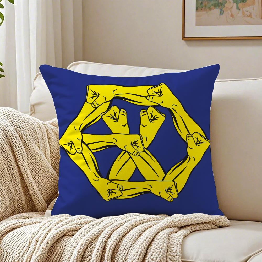 Legendary Kpop Style E-Exo Album Cover Cushion Cover Linen Pillowcase Soft For Sofa Bed Home Room Decor