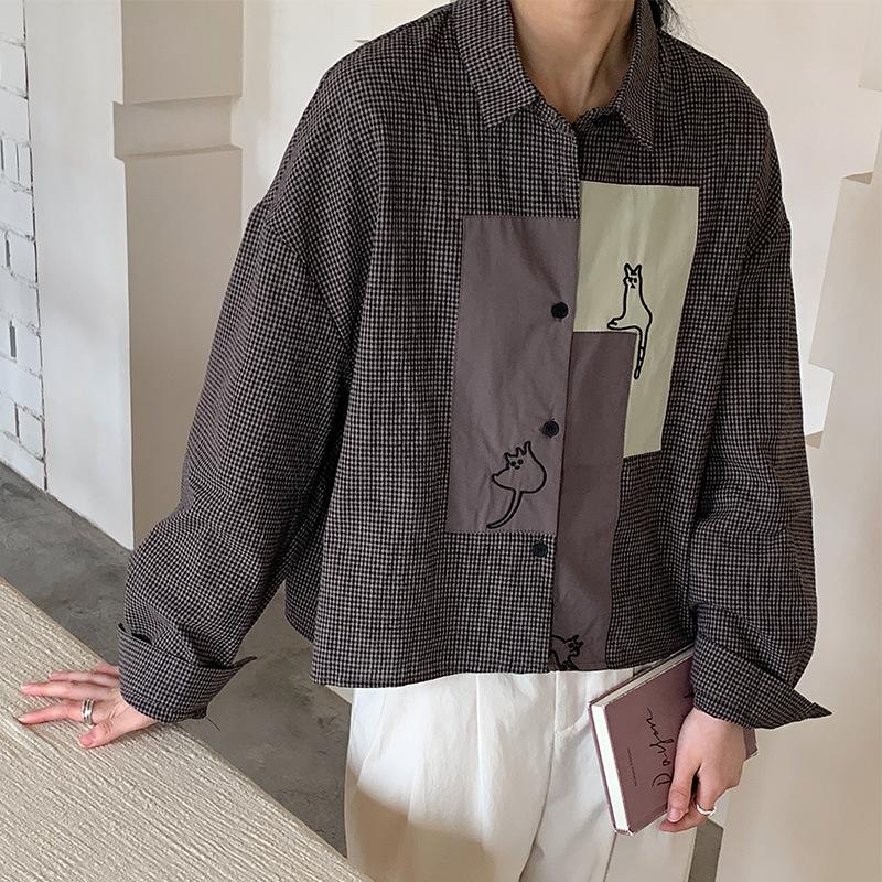 

Полосатая рубашка женская с длинным рукавом весенний наряд новый стиль дизайн топ свободная женская рубашка One size