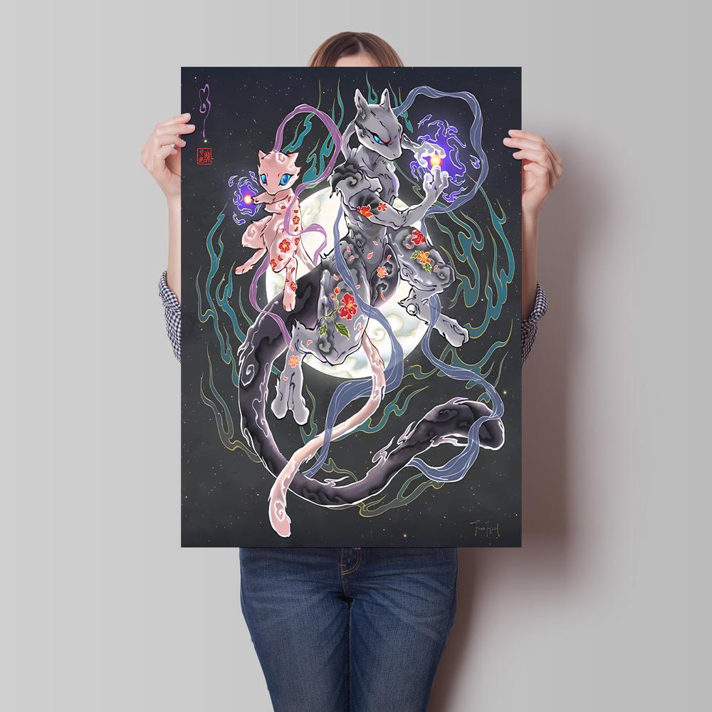 Lugia Ho-Oh Pokemon Unframed Canvas Painting Comic Themed Anime Wall Decor Unique Collection Enhance Your Living Space