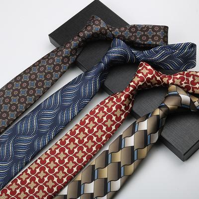 Bedruckte Herrenkrawatte, Muster Nachahmungssilber, Hochwertiger Retro Trendiger Anzug, Bankett-Gastgeber Breite 8 cm Handgefertigt