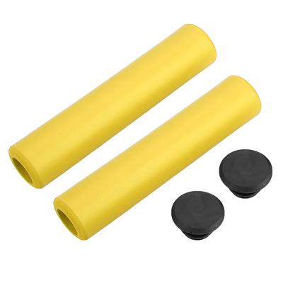 1 Paio Manopole Manubrio Bicicletta Antiscivolo Antishock Silicone Manopola Bici Con Tappi Terminali Giallo