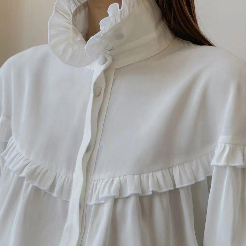 New French style Lantern Sleeve Lace Loose Shirts Lantern Sleeve Loose Fitting Shirt