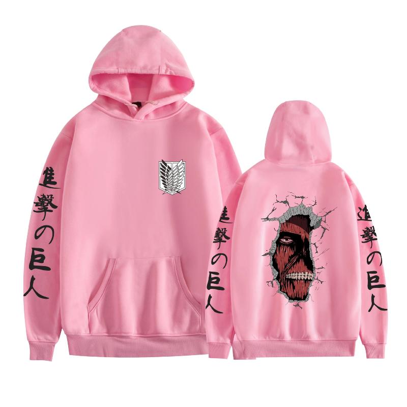 Japanes Anime Attack on Titan Printed Hoodie Men Fashion Long Sleeve Fleece Hip Hop Sweatshirts Casual Tops Loose
