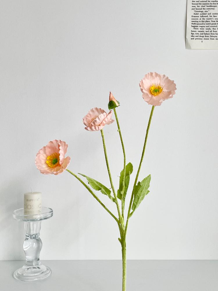 Poppy Pink Icelandic Artificial Flower Bouquet for Living Room Decoration
