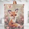 Cute Fox Pattern 50x60 In Soft Plush Fuzzy AntiPilling Flannel Throw Blanket