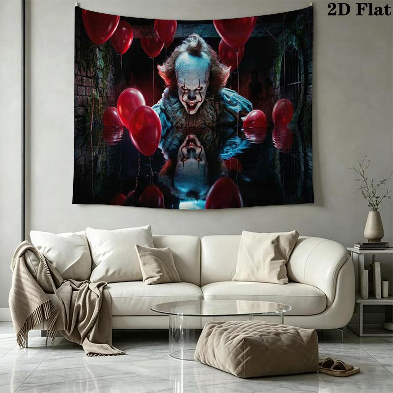 It Clown Wall Tapestry Aesthetic Wall Hanging Printed Fabric Blanket Decorative Tapestries for Bedroom Living Room Home Decor