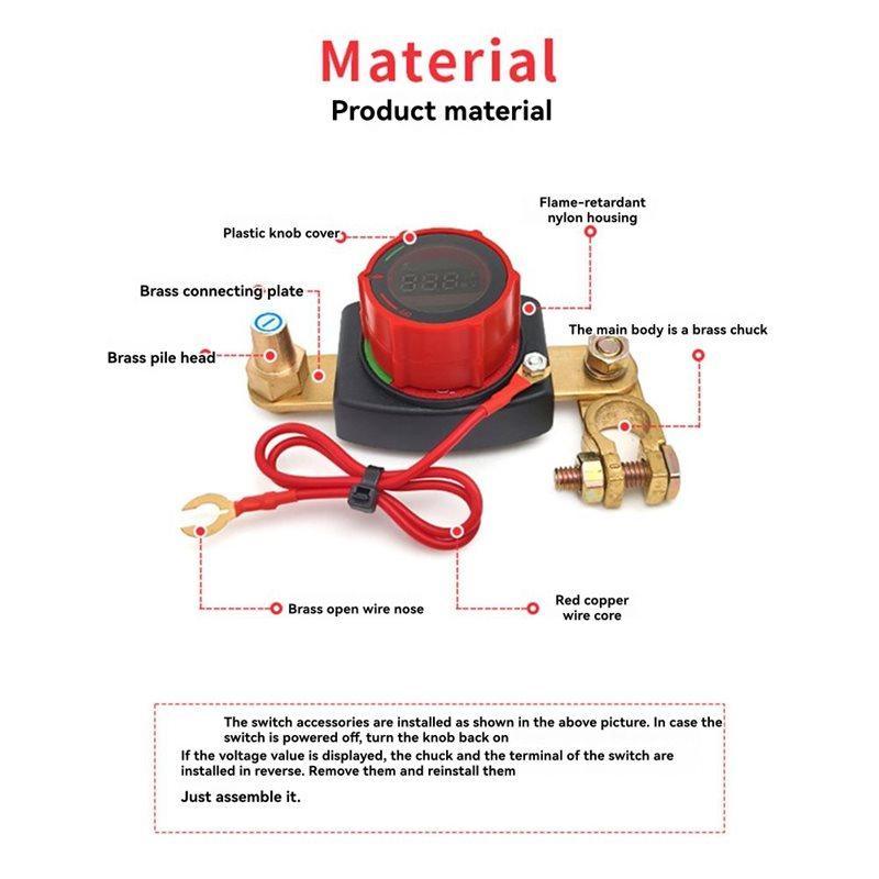 2025 Trend Battery Disconnect Switch 12V-48V Car Battery With LED Voltmeter DC 5-80V Battery Disconnect Switch Battery Disconnec