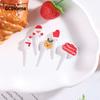 Merry Christmas Animal Fruit Fork Food Grade Plastic Mini Cartoon Kids Cake Fruit Toothpick Bento Lunch Bento Party Decoration