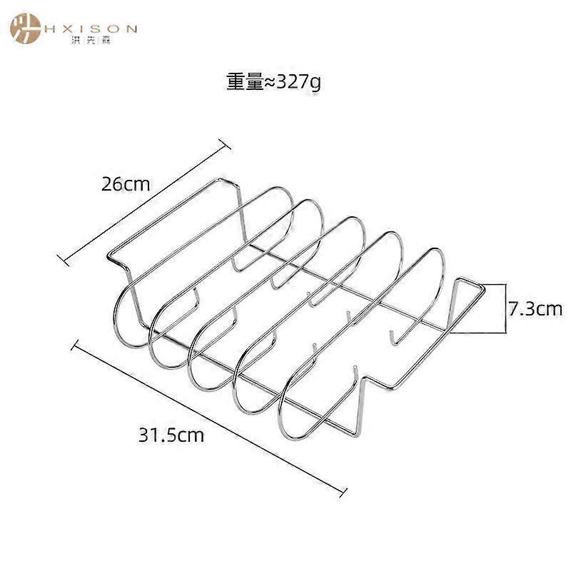 Stainless Steel Spareribs Grill Holder - 4-Rib Capacity Roasting Rack, Heavy-Duty Rib Holder for Gas & Charcoal Grills, BBQ Rib Roasting Accessory for