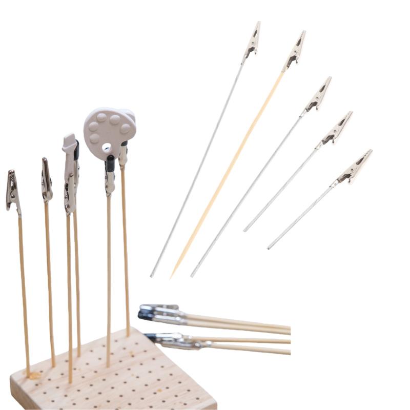 10/20/50Pcs DIY Accessories Wood And Metal Painting Stand Alligator Clip Stick Modeling Tool For Airbrush Model Part