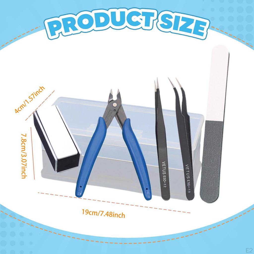 5 Pieces Model Tools Kit Hardware Basic Set for Building Deep Blue Pliers