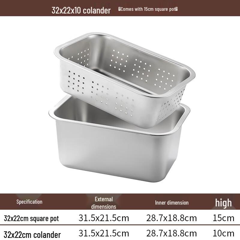 Yode 304 Stainless Steel Square Draining Basin Set