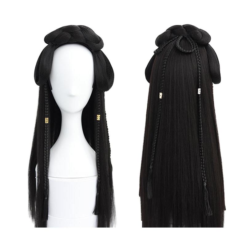 

Китайський Традиційний Стародавній Перука Жіночий Перуки Ханфу Головний убір Фотографія Танцювальний Аксесуар Перуки Вбудований Пучок Волосся Перука Ханфу