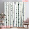 2pcs,2D Plane Printing Popular Curtain Panels Birch Forest Silence Versatile Polyester (without Rod) Art Deco Festive Use for