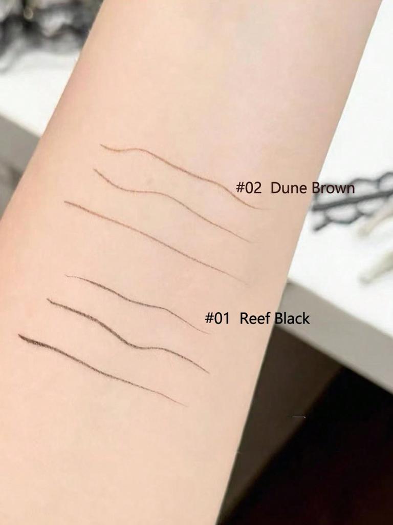 Little ONDINE SLIM SILKY EYELINER 02, 0.01mm Ultra-Fine Tip, Smooth Application, Waterproof Smudge-Proof, Gentle Easy Remove, 0.5ml/0.017 Fl Oz