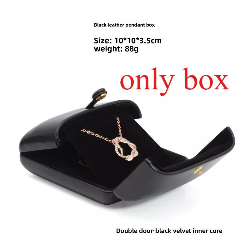 1pc Double-opening Black Leather Creative Jewelry Box Engagement Ring Box Jewelry Box Earrings Box Necklace Box Storage Box