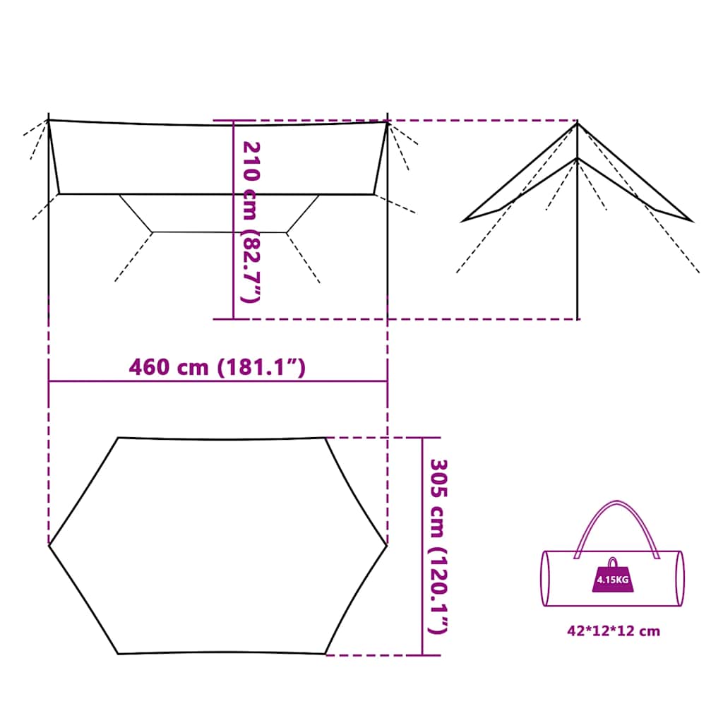 Green Tarp 460 x 305 x 210 cm Waterproof