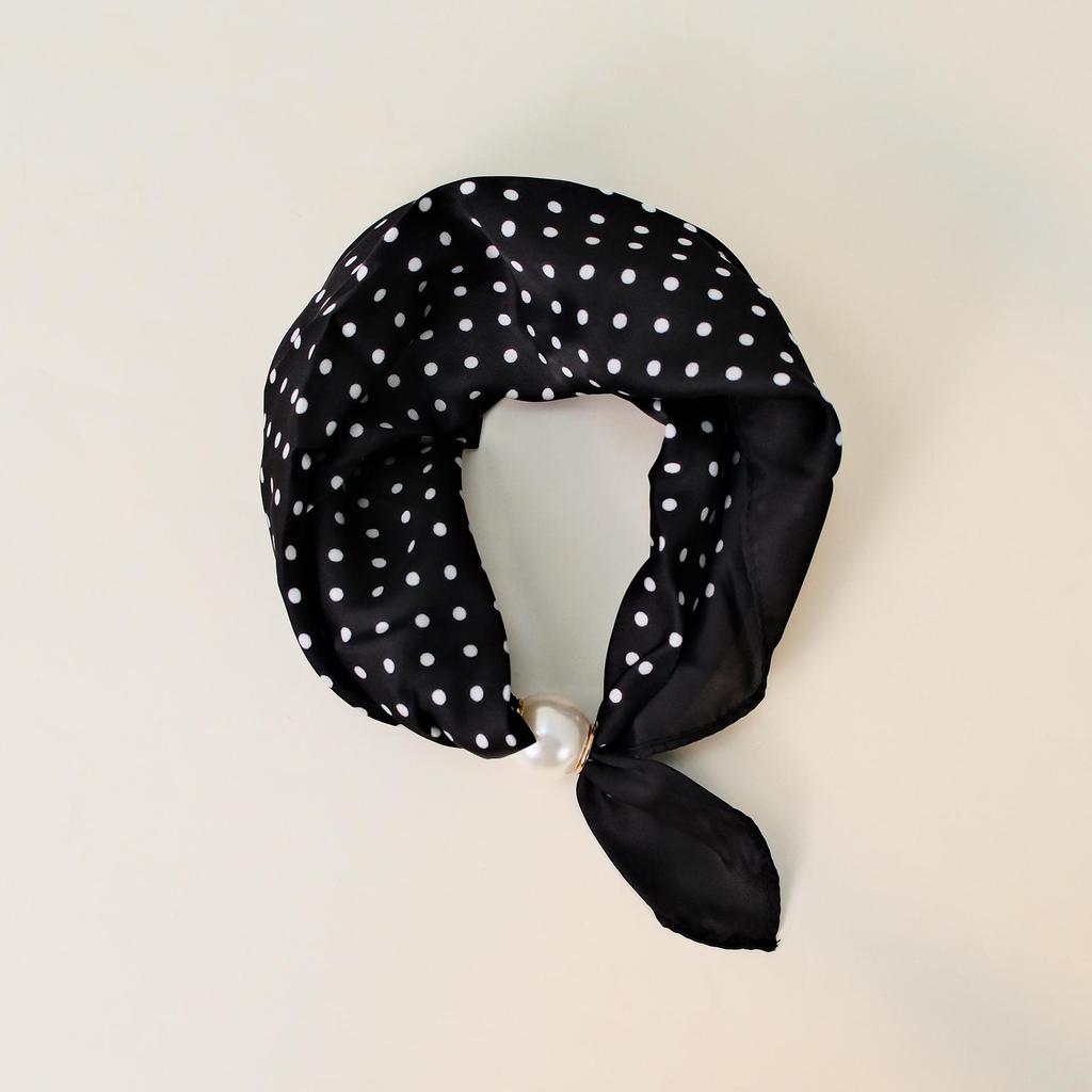 Elegante Sciarpa di Seta Magnetica con Fiori di Cashmere a Pois