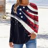 Women's Casual Long Sleeve Crew Neck Shirt American Flag Print Lightweight Comfortable Fit Stylish Top for Everyday Wear