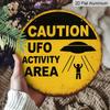 2D Flat 1pc, 8x8 In, Alien Activity Area, Aluminum Metal Decorative Signs & Plaques, Suitable for Home Cafe or Farmhouse Decoration, Festival Party