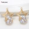 New Design Rotating Sparkling Zircon Star Charm Pendant,14K Gold Plated DIY Jewelry Earring Necklace Making Crafts Accessories