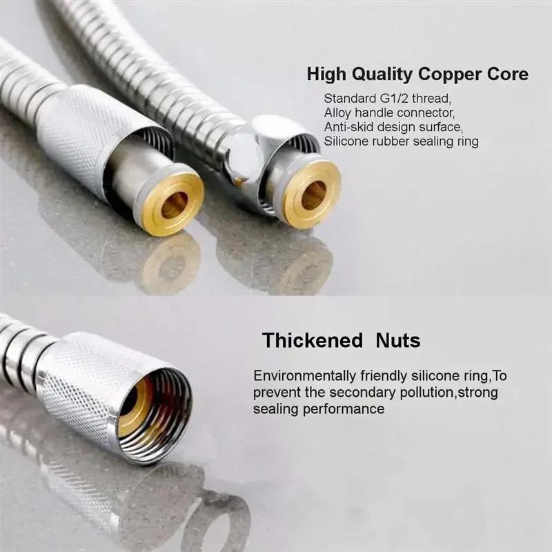 Hose Garden Water Hose Pipe Extension Accessories Shower New 1.5/2M Black SUS304 Pull Pipes Flexible Bathroom Extendable Hoses