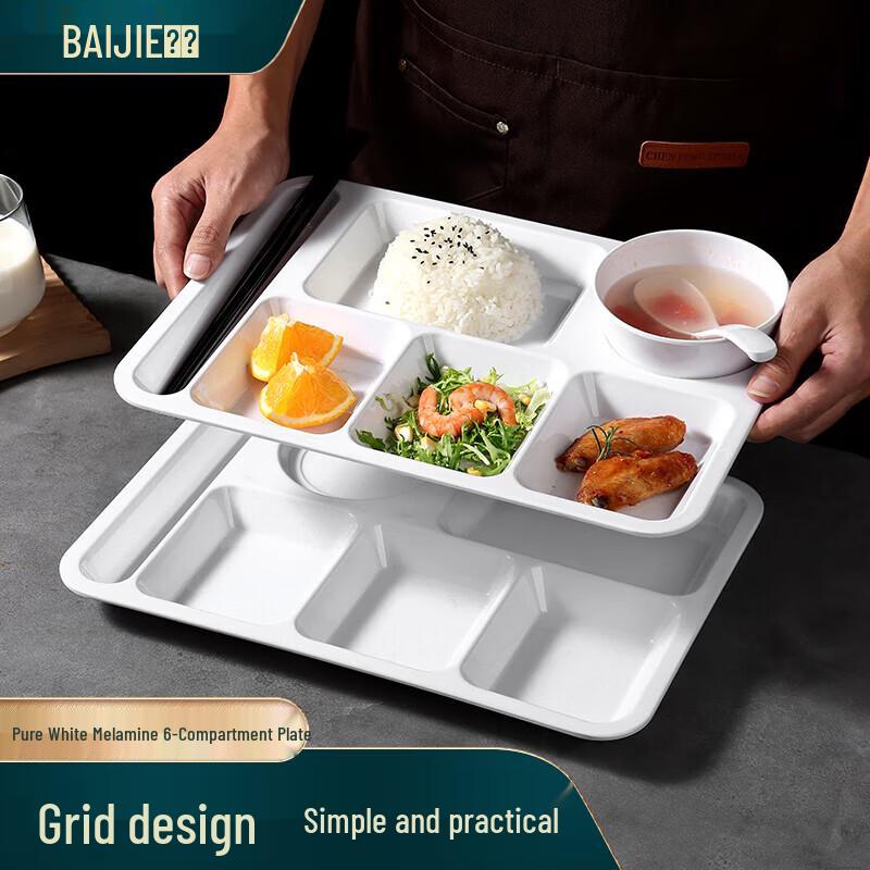 BJ A5 Melamine Round 6-Compartment Canteen Tray
