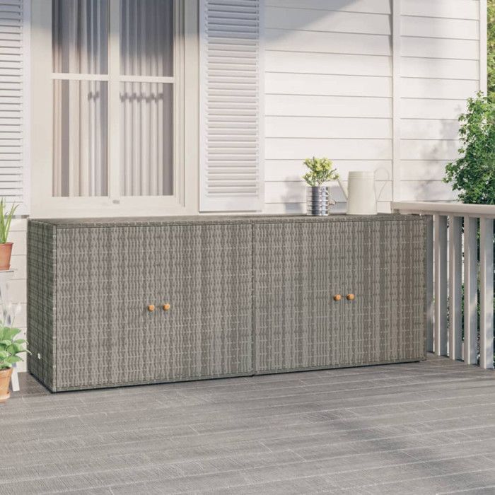 VidaXL Armoire de rangement jardin Gris 198x55,5x80 cm Résine tressée 319871