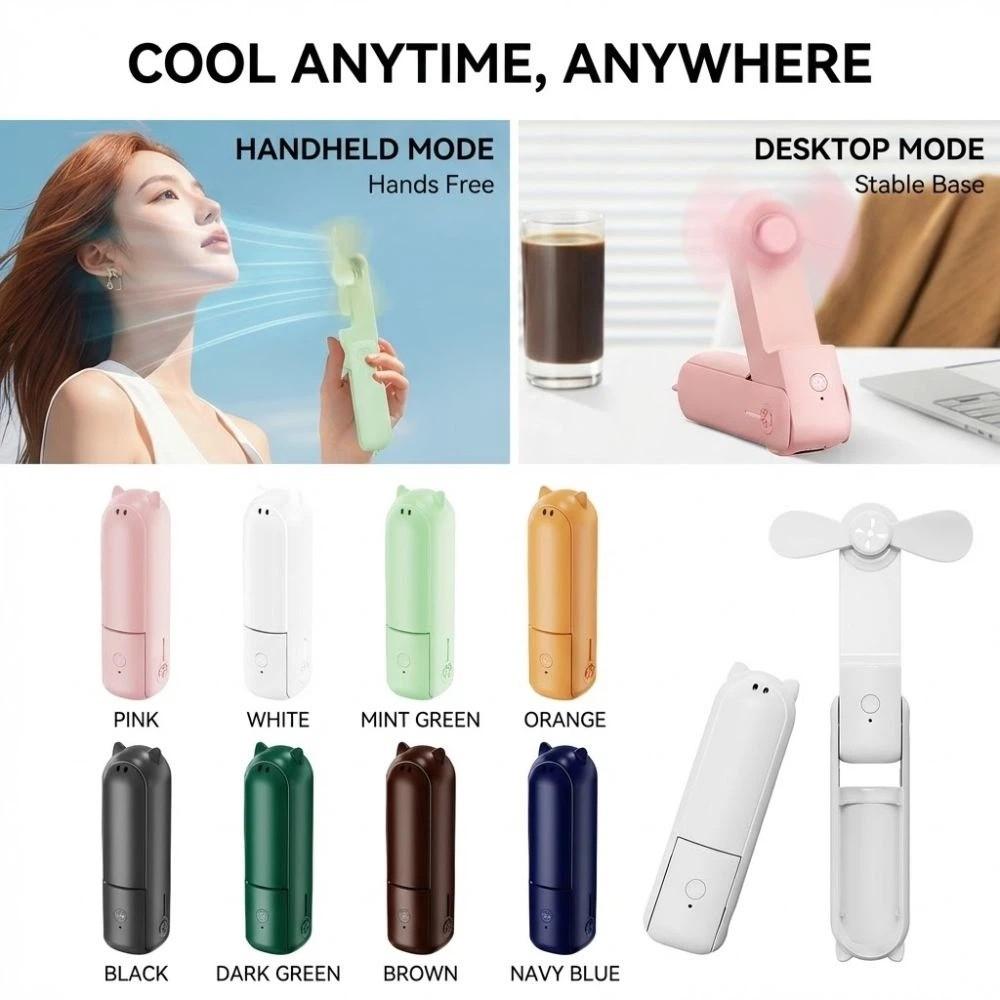 USB Rechargeable Handheld Mini Fan 3 Gears Pocket Silent Fan Folding Flashlight Fan  Summer Outdoor