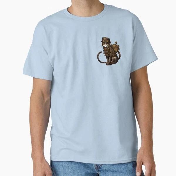Cute Steampunk Cat In A Mechanical Suit Classic Made In Usaaus Tshirt S2xl S