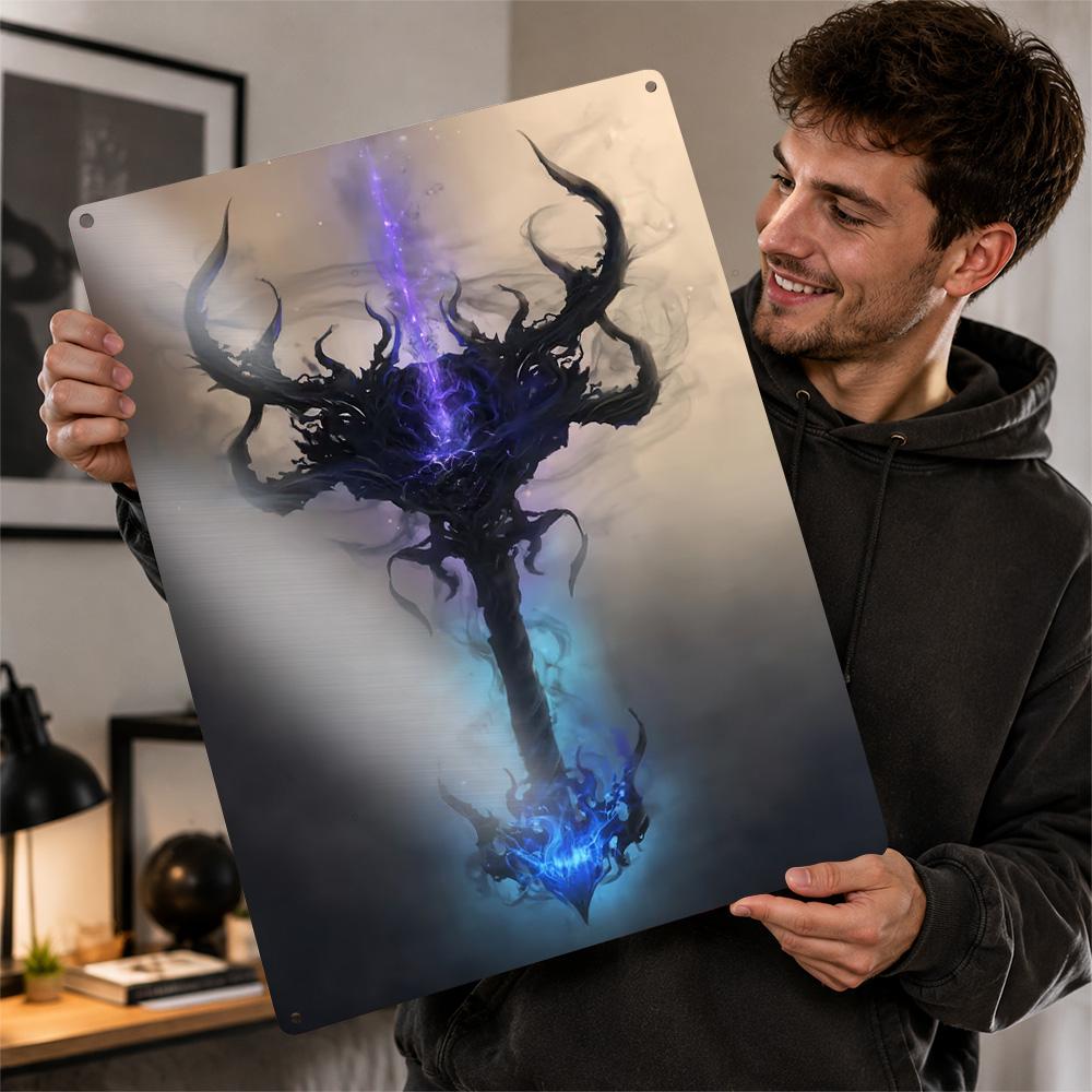 Dark Fantasy Staff Poster Retro D Printed Metal Signs Customized Wall Hanging Gift for Bedroom Decorations Room Decor Wand Deko