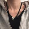 Black Beaded Necklace Heart Pendant Choker Chain Necklace Beads Choker Party Accessories Gift for Men Women Girlfriends