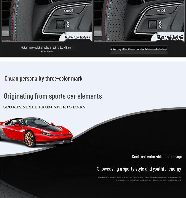 Genuine Leather Steering Wheel Cover for Changan Models: CS75, Eado, CS35plus, Raeton, CS95, Oshan CS55, Ruicheng - All-Season
