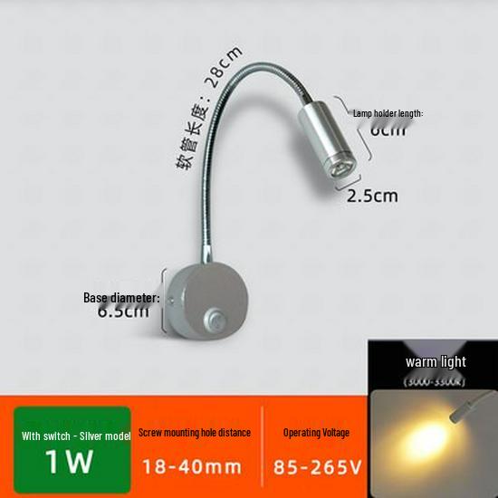 Flexible LED Spotlight: 1W/3W Wall Lamp for Clothing Store, Entrance, Painting, or Bedside Use