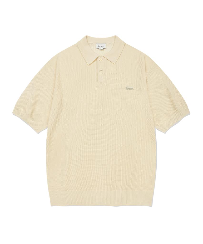 COVERNAT Collared Half Knit Ivory