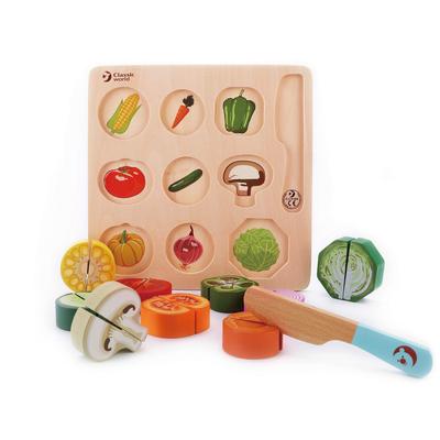 Classic World Cutting Vegetable Puzzle, Shape-Matching Puzzle, Picture Matching, Colorful Vegetables, Wooden Pretend Play Toy, Half Birthday Gift for