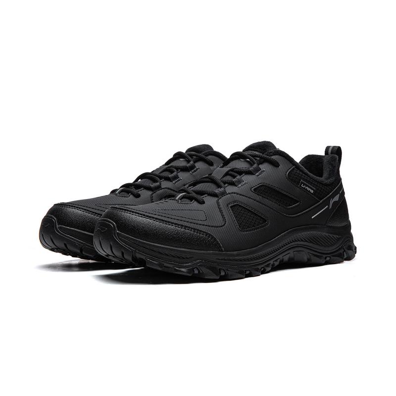 Li-Ning Comfortable Trendy Fashion Synthetic Leather Fabric Low-Top Casual Shoes Unisex Sneaker Black AGLV247-1