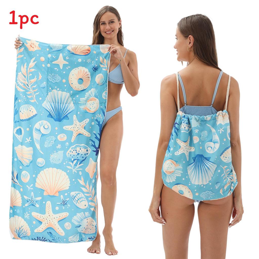 Microfiber Collapsible Sand Towel With Storage Bag For Beach Use