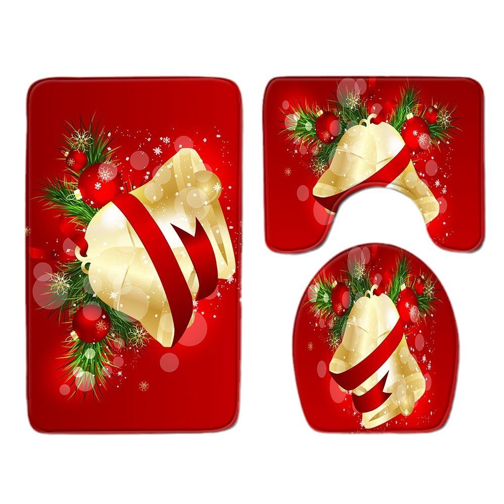 Christmas Bathroom Floor Mat Toilet Three-Piece Set