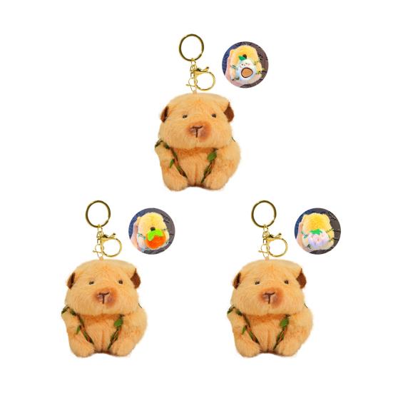 Keychain Pendant Plush Hamster Fruit Portable Compact Keychain Smooth Texture Backpack Design Key Chain