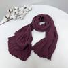 Thin Ramie Pleated Scarf Narrow Slender Cotton And Linen Japanese Literary And Artistic Solid Color Summer Neck Protection Small Shawl