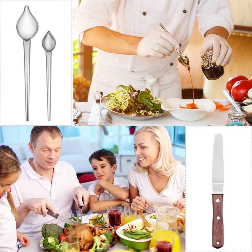 6/12Pcs Drawing Spoons Chef Plating Tools Culinary Precision Spoons  for Plates Decorating