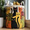Bedroom Laundry Basket Quilted Foldable Boho Fabric Hamper Cute Collapsible Cat Storage for Clothes Toys Blankets Nursery Thick