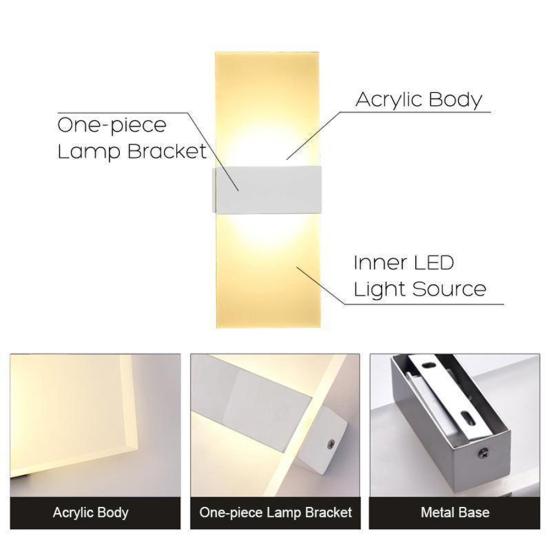 Modern LED Wall Lighting Up Down Cube Indoor Outdoor Bedroom Sconce Lamp Fixture