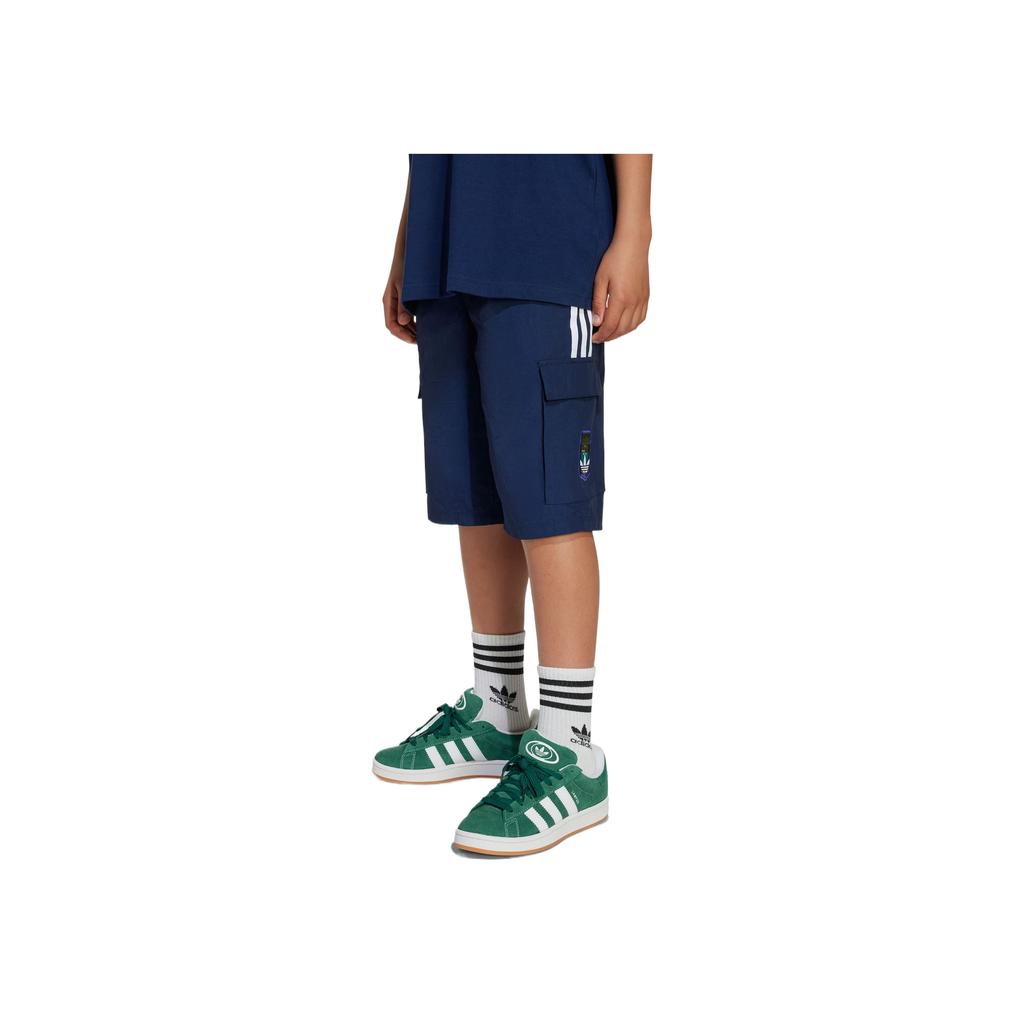 Adidas Originals X Minecraft Collaboration Cargo Shorts Comfortable Fashion Trendy Versatile Shorts Kids shorts Deep-Indigo KD9833