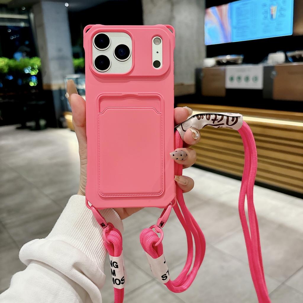 Crossbody Lanyard Silicone Wallet Case For iPhone 17 Air 17 16 15 14 13 12 11 Pro Max X XR Max 7 8 Plus Samsung S25 S24 23 Ultra Plus FE A17 A16 A56