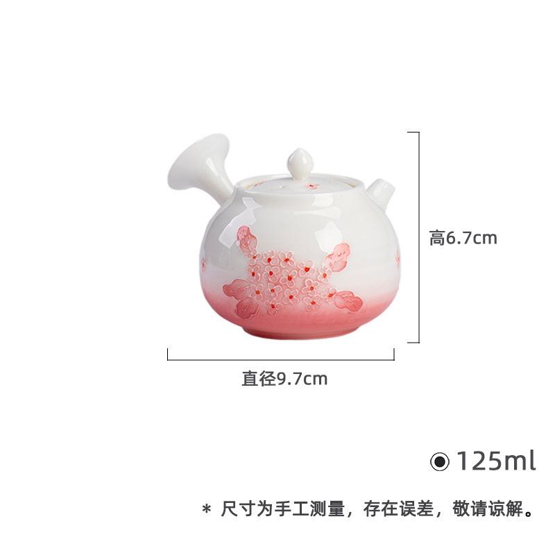 

125ml Hand-painted Pink Flower Side Handle Teapot Boutique Tea Infuser Pot Tea Maker Kettle With Strainer Chinese Tea Set Gift