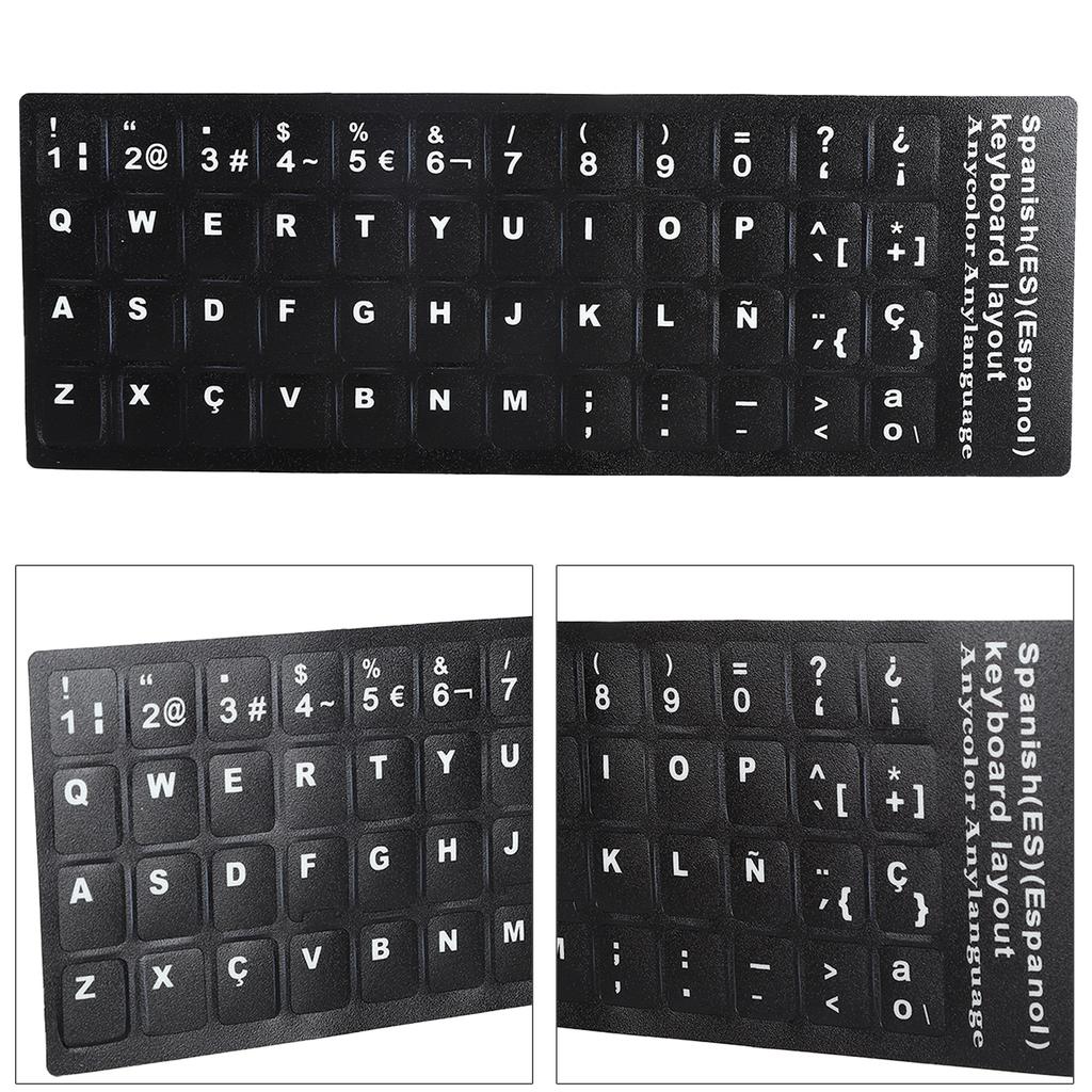 Keyboard Sticker Spanish Waterproof Black Background for 10in To 17in Laptop Notebook Desktop Computer